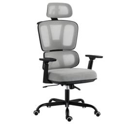 VOGREX High Back Ergonomic Mesh Office Chair Padded Seat Gas Lift Swivel in Grey - thumbnail 3