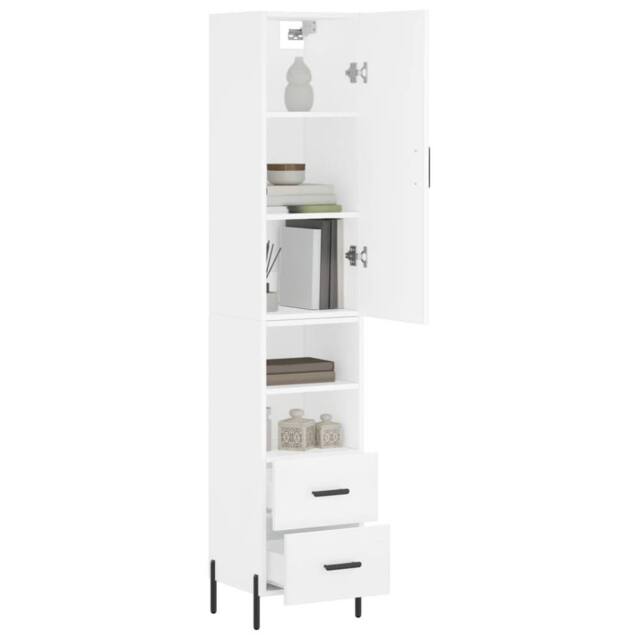 Berkfield Home Highboard White 34.5x34x180 cm Engineered Wood - image 1