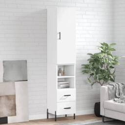 Berkfield Home Highboard White 34.5x34x180 cm Engineered Wood - thumbnail 2