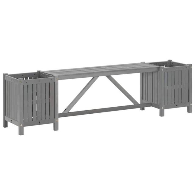 Berkfield Home Garden Bench with 2 Planters 150cm Solid Acacia Wood Grey - image 1