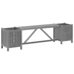 Berkfield Home Garden Bench with 2 Planters 150cm Solid Acacia Wood Grey - thumbnail 1