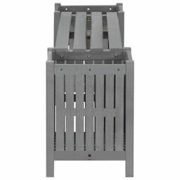 Berkfield Home Garden Bench with 2 Planters 150cm Solid Acacia Wood Grey - thumbnail 5