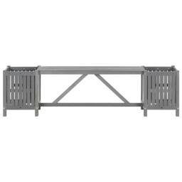 Berkfield Home Garden Bench with 2 Planters 150cm Solid Acacia Wood Grey - thumbnail 4