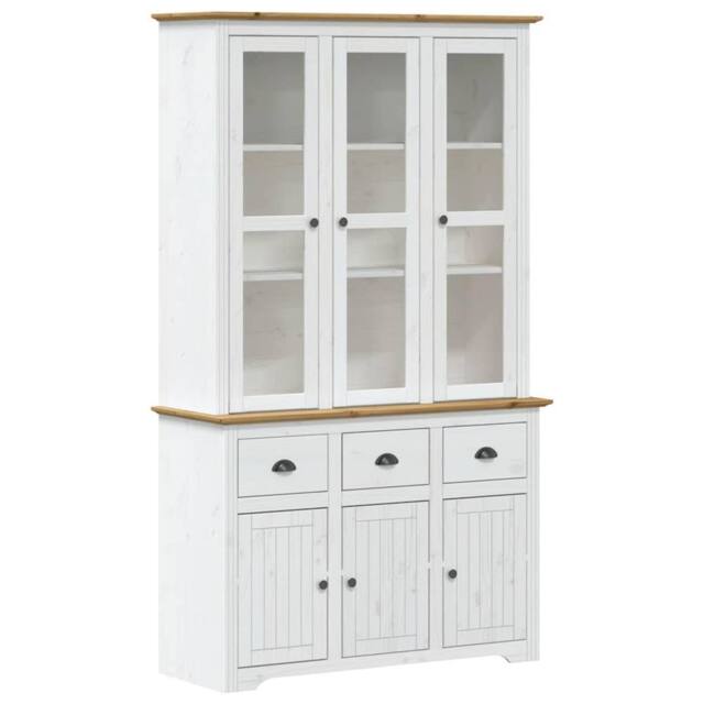 "Berkfield Home Highborad ""BODO"" White & Brown 115.5x43x200.5cm Solid Wood Pine - Size: 115.5x43x200.5 cm" - image 1
