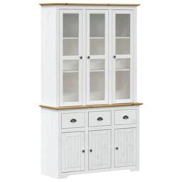 "Berkfield Home Highborad ""BODO"" White & Brown 115.5x43x200.5cm Solid Wood Pine - Size: 115.5x43x200.5 cm"