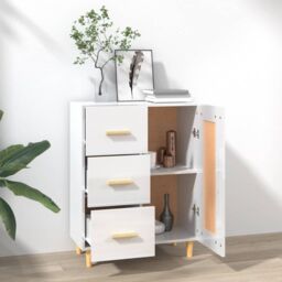 Berkfield Home Sideboard High Gloss White 69.5x34x90 cm Engineered Wood - thumbnail 3