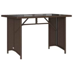Berkfield Home Garden Table with Glass Top Brown 110x68x70 cm Poly Rattan - Size: 110 x 68 x 70 cm - thumbnail 3