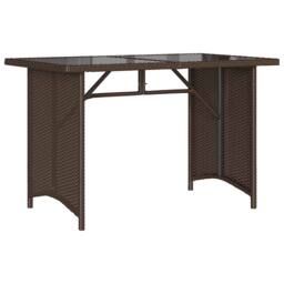 Berkfield Home Garden Table with Glass Top Brown 110x68x70 cm Poly Rattan - Size: 110 x 68 x 70 cm - thumbnail 6