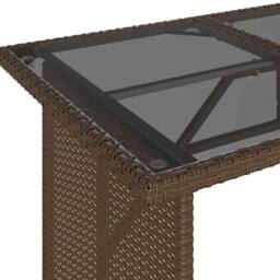 Berkfield Home Garden Table with Glass Top Brown 110x68x70 cm Poly Rattan - Size: 110 x 68 x 70 cm - thumbnail 8