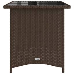 Berkfield Home Garden Table with Glass Top Brown 110x68x70 cm Poly Rattan - Size: 110 x 68 x 70 cm - thumbnail 5