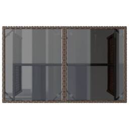 Berkfield Home Garden Table with Glass Top Brown 110x68x70 cm Poly Rattan - Size: 110 x 68 x 70 cm - thumbnail 7
