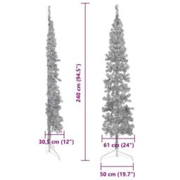 Berkfield Home Slim Artificial Half Christmas Tree with Stand Silver 240 cm - thumbnail 9