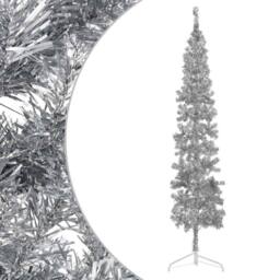 Berkfield Home Slim Artificial Half Christmas Tree with Stand Silver 240 cm - thumbnail 3
