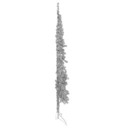 Berkfield Home Slim Artificial Half Christmas Tree with Stand Silver 240 cm - thumbnail 4