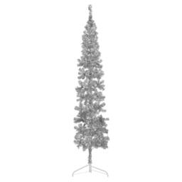 Berkfield Home Slim Artificial Half Christmas Tree with Stand Silver 240 cm - thumbnail 2