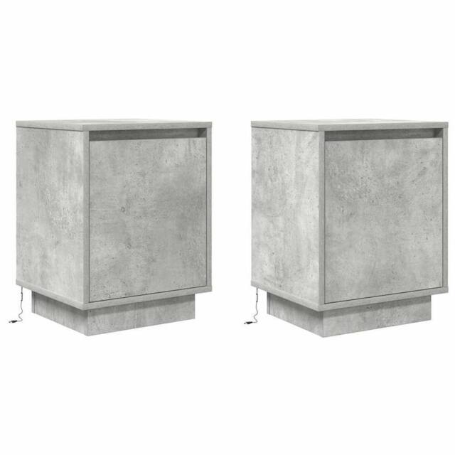 Berkfield Home Durable Bedside Cabinets with LED Lights¬†2 pcs Concrete Grey 38x - image 1