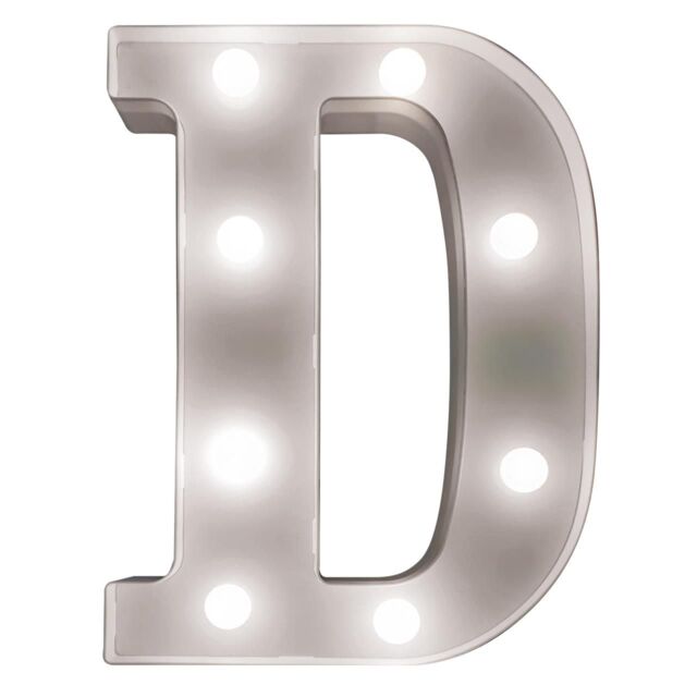 mysmartbuy Battery Powered 3D Letter D LED Light - Freestanding or Wall Mounted Alphabet Lighting Home or Party Decoration - H22 x W14 x D3cm in White