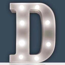 mysmartbuy Battery Powered 3D Letter D LED Light - Freestanding or Wall Mounted Alphabet Lighting Home or Party Decoration - H22 x W14 x D3cm in White - thumbnail 2