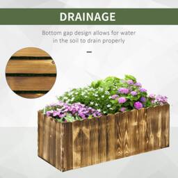 OUTSUNNY Flower Bed Garden Container Box Planter Display Wood in Natural - thumbnail 6