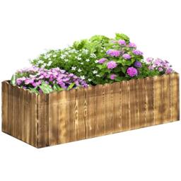 OUTSUNNY Flower Bed Garden Container Box Planter Display Wood in Natural - thumbnail 2