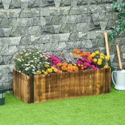 OUTSUNNY Flower Bed Garden Container Box Planter Display Wood in Natural