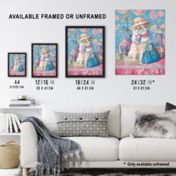 "Artery8 Wall Art Print Ragdoll Cat Lover Pet Floral Fashion Accessories Poster in Blue - Size: W12"" x H16""" - thumbnail 3