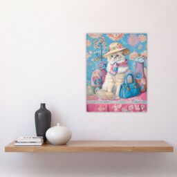 "Artery8 Wall Art Print Ragdoll Cat Lover Pet Floral Fashion Accessories Poster in Blue - Size: W12"" x H16""" - thumbnail 4