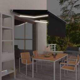 Berkfield Home Manual Retractable Awning with Blind&LED 3x2.5m Anthracite in Black - thumbnail 2