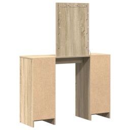 Berkfield Home Dressing Table with LED Lights in Sonoma Oak, 102x33x135 cm in Beige - Size: 102 x 33 x 135 cm - thumbnail 7