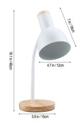 Living and Home White Table Lamp with Flexible Arm and Wooden Base - thumbnail 4