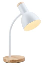 Living and Home White Table Lamp with Flexible Arm and Wooden Base - thumbnail 5
