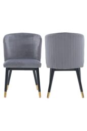 Life Interiors Set of 2 Sofina Modern Velvet Dining Chairs, Tufted Back, Wooden Frame in Grey - thumbnail 1