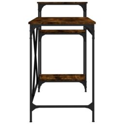 Berkfield Home Desk with Shelves Smoked Oak 135x50x90 cm Engineered Wood&Iron in Brown - Size: 135 x 50 x 90 cm - thumbnail 6