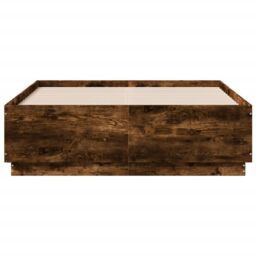 Berkfield Home Bed Frame with LED without Mattress Smoked Oak 135x190 cm Double in Brown - thumbnail 6