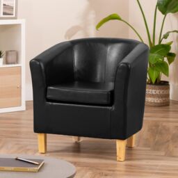 Artemis Home Meriden Vegan Leather Tub Chair in Black - thumbnail 2