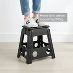 EONLION Portable Folding Plastic Stool Collapsible Step Seat in Black - thumbnail 3