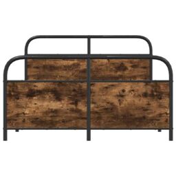 Berkfield Home Metal Bed Frame without Mattress Smoked Oak 140x200 cm in Brown - thumbnail 5