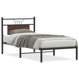 Berkfield Home Bed Frame without Mattress Brown Oak 80x200 cm Engineered Wood - thumbnail 2