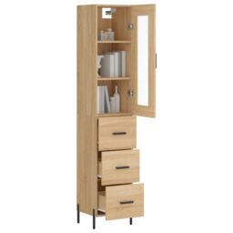 Berkfield Home Highboard Sonoma Oak 34.5x34x180 cm Engineered Wood in Brown - thumbnail 3