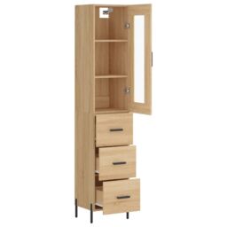 Berkfield Home Highboard Sonoma Oak 34.5x34x180 cm Engineered Wood in Brown - thumbnail 4