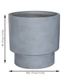 Dibor Large Light Grey Fibre Clay Indoor Outdoor Garden Planter Houseplant Flower Plant Pot H37 x Dia37cm - thumbnail 7