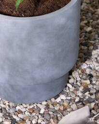 Dibor Large Light Grey Fibre Clay Indoor Outdoor Garden Planter Houseplant Flower Plant Pot H37 x Dia37cm - thumbnail 3