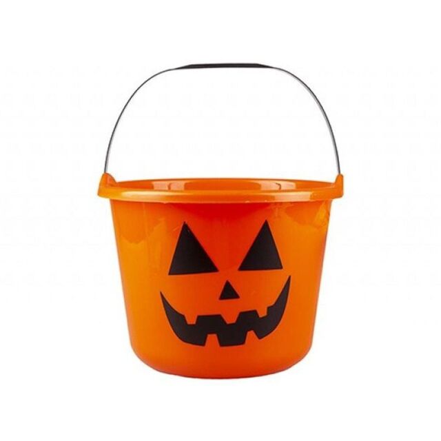 Haunted House Jumbo Halloween Candy Bucket Orange