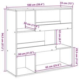 Berkfield Home Room Divider Concrete Grey 100x33x94.5 cm Engineered Wood - thumbnail 9