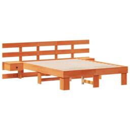 Berkfield Home Modern with Drawer Brown Standard UK Small Double 4ft Solid pine wood - thumbnail 3