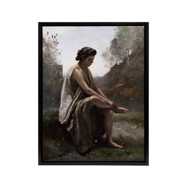 "Artery8 Camille Corot Eurydice Nursing a Serpent Bite Framed Canvas Art Print - Size: W12"" x H16""" - image 1