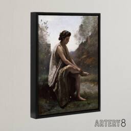 "Artery8 Camille Corot Eurydice Nursing a Serpent Bite Framed Canvas Art Print - Size: W12"" x H16""" - thumbnail 2