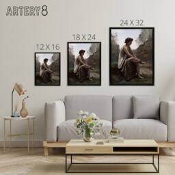 "Artery8 Camille Corot Eurydice Nursing a Serpent Bite Framed Canvas Art Print - Size: W12"" x H16""" - thumbnail 4