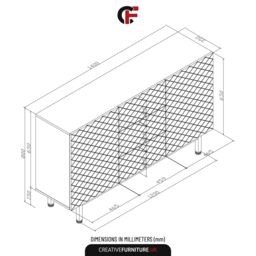 Creative Furniture Diamond Luxe Sideboard 140cm - Luxury Cabinet with Push to Open Storage in Dark Grey - thumbnail 7
