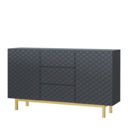 Creative Furniture Diamond Luxe Sideboard 140cm - Luxury Cabinet with Push to Open Storage in Dark Grey - thumbnail 5